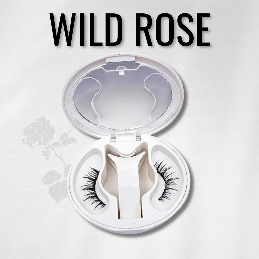LumiLash™ Intense Wild Rose mágneses szempilla stílus közelről, ívelt és dús fekete pillák természetes hatással
