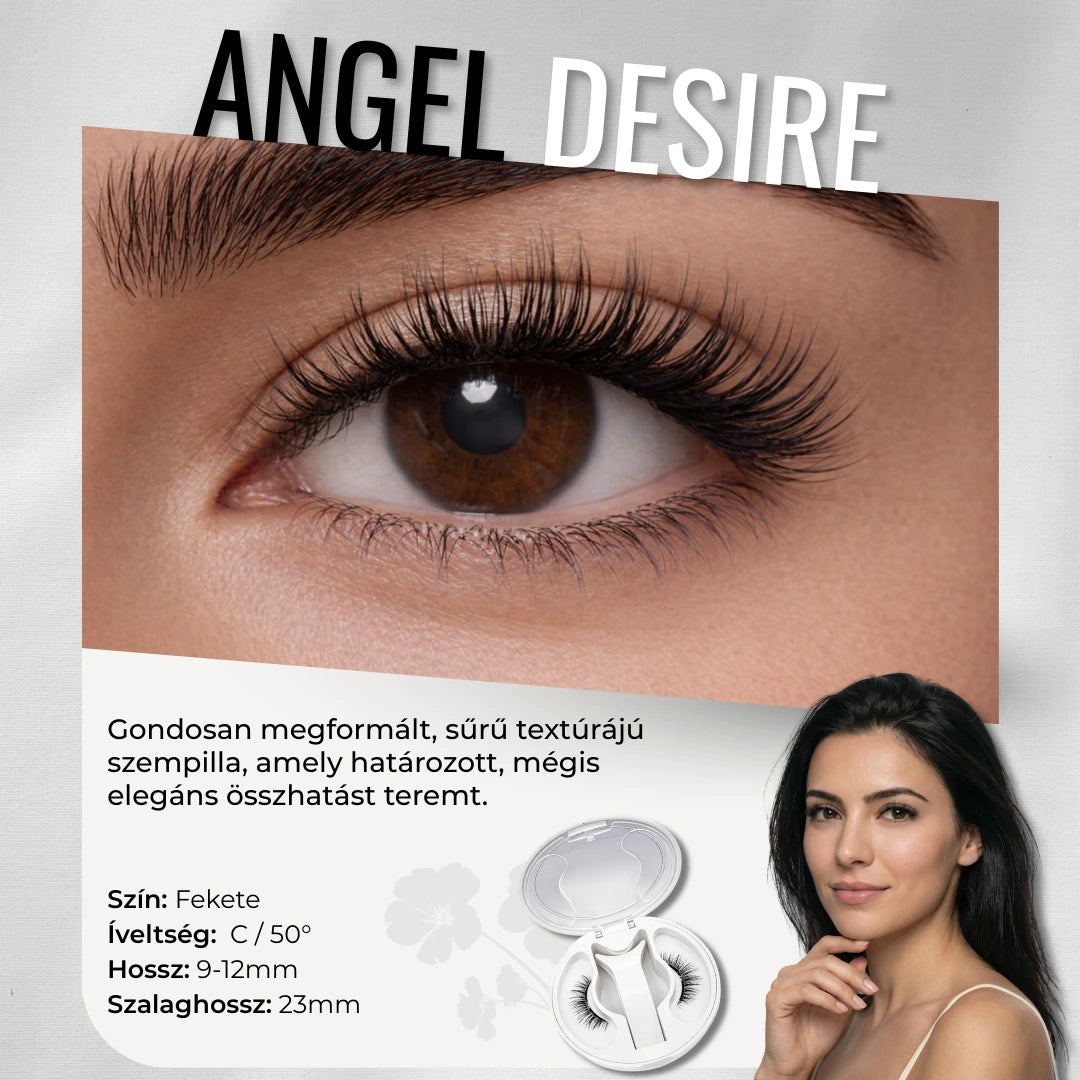 LumiLash™ Intense Angel Desire mágneses műszempilla stílus, dús és ívelt fekete szempilla természetes hatással, applikátorral és elegáns tároló tokban
